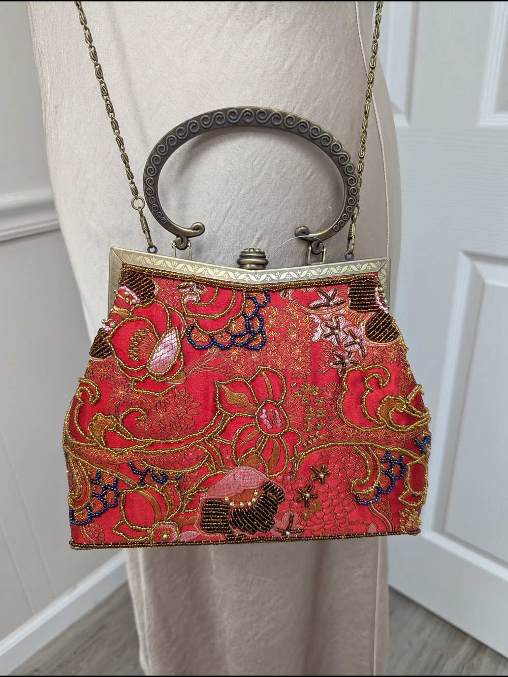 Vice Versa Too Red Embroidered Beaded Handbag - Vintage-Inspired